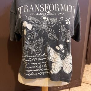Transformed Butterfly Graphic Tee - Dark Gray